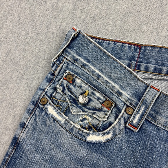 Vintage True Religion Jeans Men 31X33 Fits 32x31 Blue Billy Bootcut Made In USA - Picture 4 of 16
